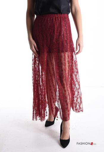 Gonna pizzo con elastico con paillettes con fodera - ph 1