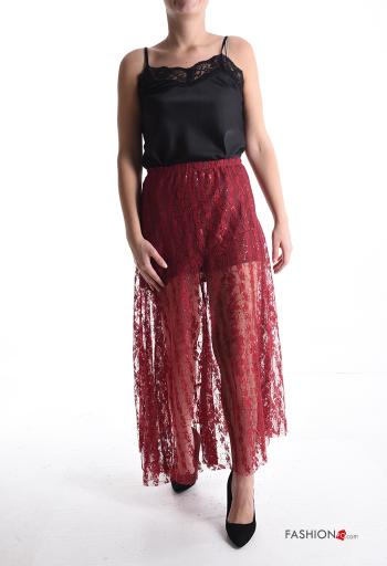 Gonna pizzo con elastico con paillettes con fodera - ph 5