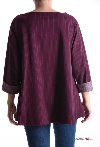 Blusa maniche lunghe girocollo Fantasia righe con tasche - ph 2