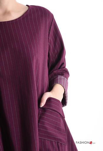 Blusa maniche lunghe girocollo Fantasia righe con tasche - ph 4