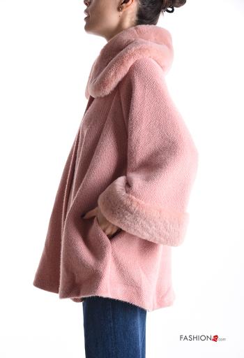 faux fur with collar Coat with buttons with lining with pockets - ph 3