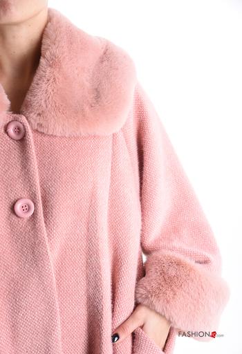 faux fur with collar Coat with buttons with lining with pockets - ph 4