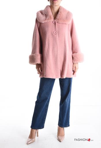 faux fur with collar Coat with buttons with lining with pockets - ph 5