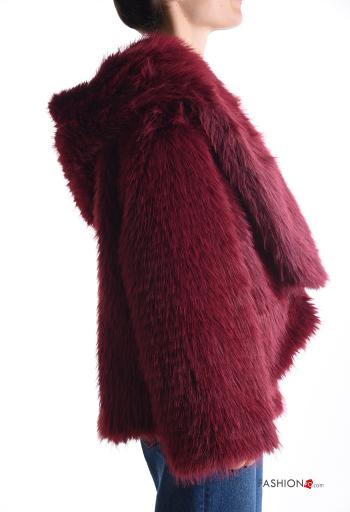 Giacca pelliccia sintetica con fodera con cappuccio con bottoni con tasche - ph 3