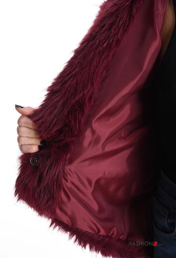Giacca pelliccia sintetica con fodera con cappuccio con bottoni con tasche - ph 6