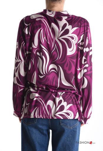 Blusa maniche lunghe Fantasia stampata scollo a V - ph 2