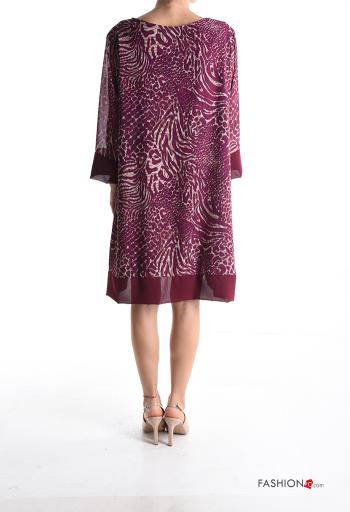 Patterned chiffon crew neck long sleeve knee-length Dress - ph 2