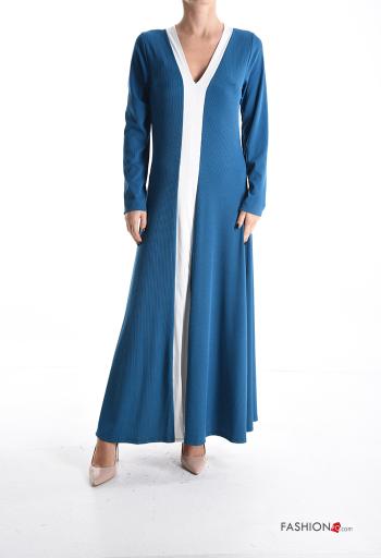 long sleeve long Dress with v-neck with split