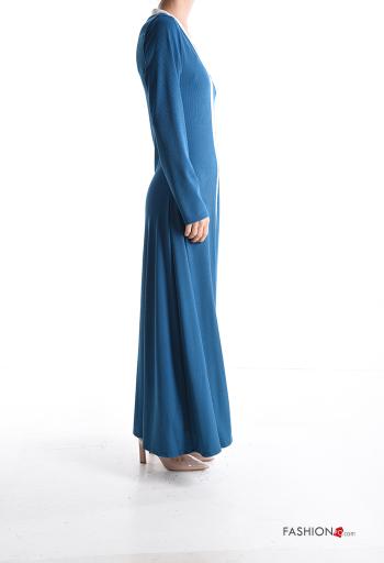long sleeve long Dress with v-neck with split - ph 3