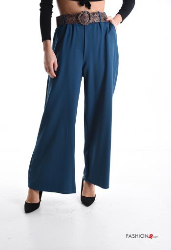 wide leg Trousers with belt with elastic with pockets - ph 1