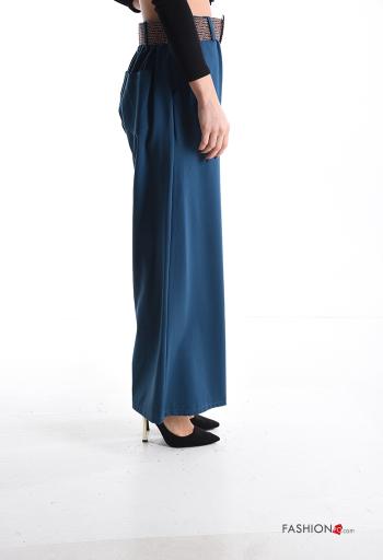 wide leg Trousers with belt with elastic with pockets - ph 3