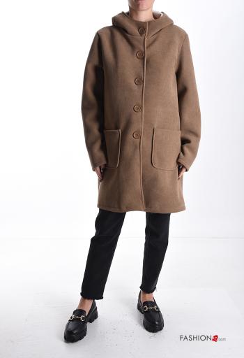 Coat with buttons without lining with pockets with hood - ph 1