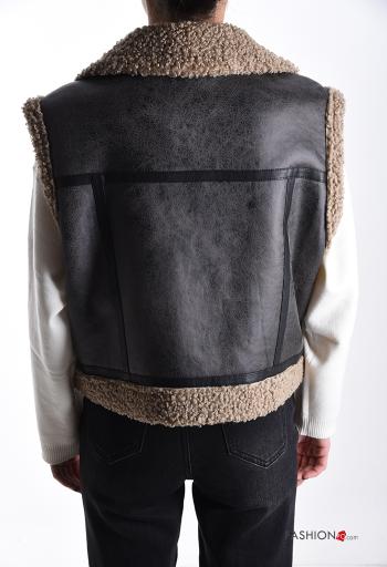 faux leather Gilet with pockets without lining with zip - ph 2