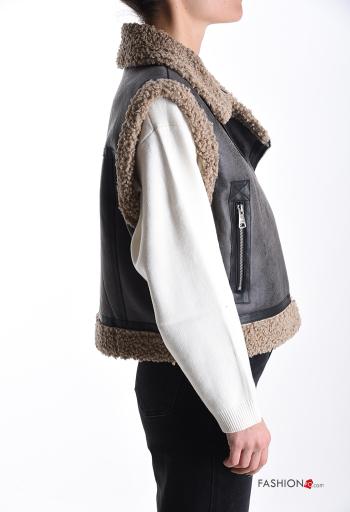 faux leather Gilet with pockets without lining with zip - ph 3
