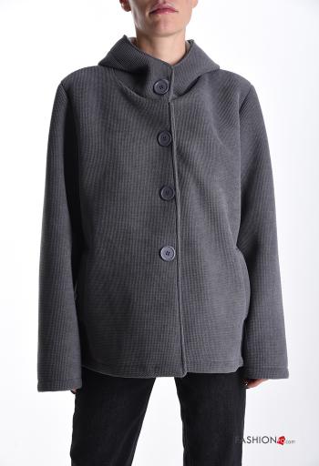 mini Coat with buttons without lining with pockets with hood - ph 1