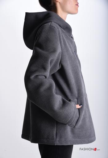 mini Coat with buttons without lining with pockets with hood - ph 3