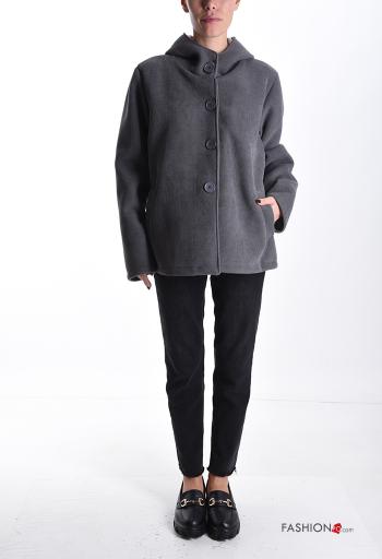 mini Coat with buttons without lining with pockets with hood - ph 5