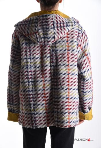 Tartan Wool Mix Coat with lining with hood with buttons with pockets - ph 2