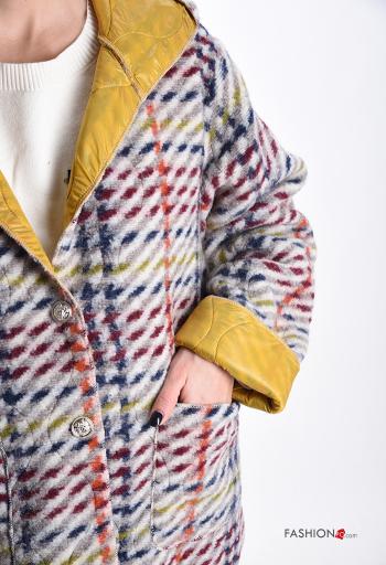 Tartan Wool Mix Coat with lining with hood with buttons with pockets - ph 4