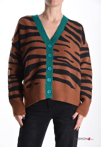 lange ärmel Strickjacke mit Knöpfen mit V-Ausschnitt