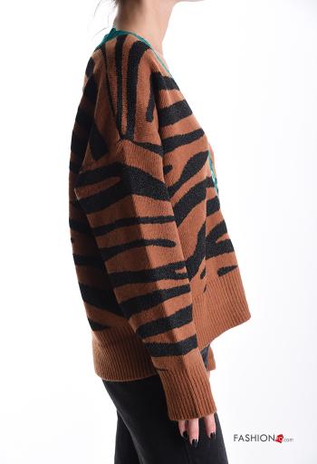 lange ärmel Strickjacke mit Knöpfen mit V-Ausschnitt - ph 3