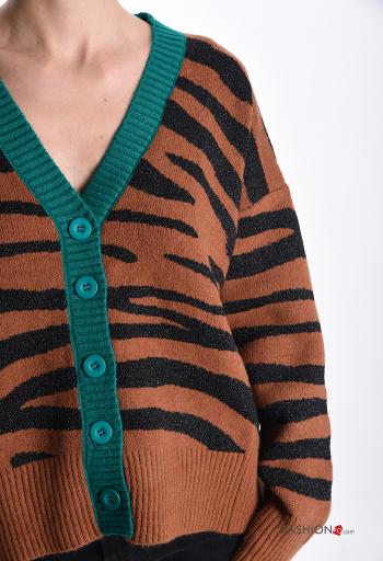 lange ärmel Strickjacke mit Knöpfen mit V-Ausschnitt - ph 4