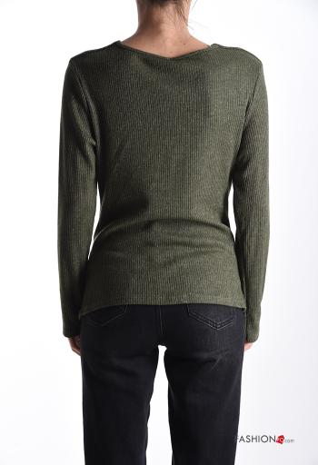 Maglietta a manica lunga lurex maniche lunghe scollo a V con nodo - ph 2
