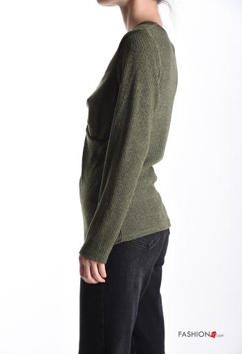 Maglietta a manica lunga lurex maniche lunghe scollo a V con nodo - ph 3