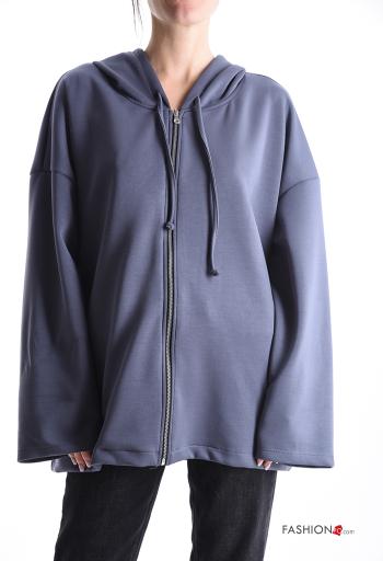 Sweatshirt manga comprida com fecho com capuz
