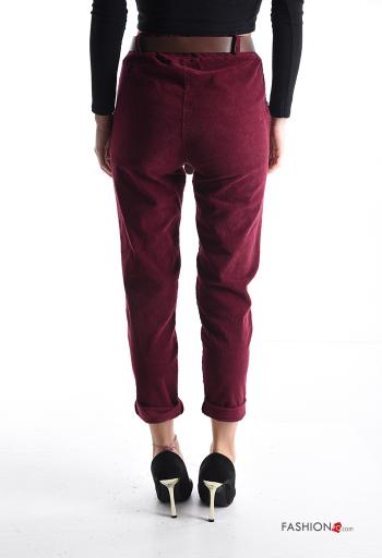 Pantalone in Cotone in velluto skinny con elastico con cintura con tasche - ph 2