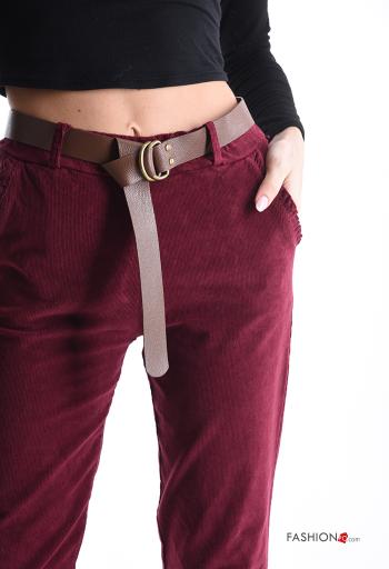 Pantalone in Cotone in velluto skinny con elastico con cintura con tasche - ph 4