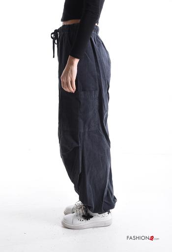 Pantalone in Cotone in velluto con tasche con elastico - ph 3