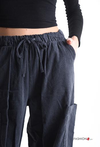Pantalone in Cotone in velluto con tasche con elastico - ph 4