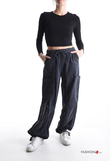 Pantalone in Cotone in velluto con tasche con elastico - ph 5