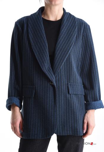 Striped long sleeve Wool Mix Jacket with buttons without lining - ph 1