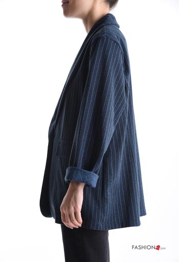 Striped long sleeve Wool Mix Jacket with buttons without lining - ph 3