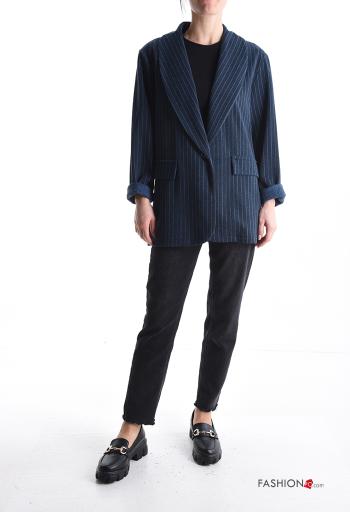 Striped long sleeve Wool Mix Jacket with buttons without lining - ph 5