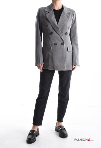 Striped double-breasted Jacket with buttons with lining - ph 5