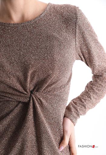 Abito girocollo corto lurex maniche lunghe con nodo - ph 4