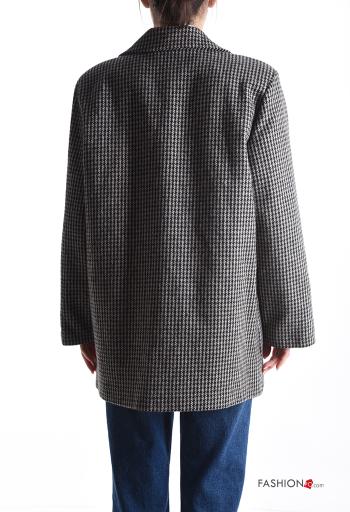 Houndstooth Wool Mix Jacket with buttons with lining with pockets - ph 2