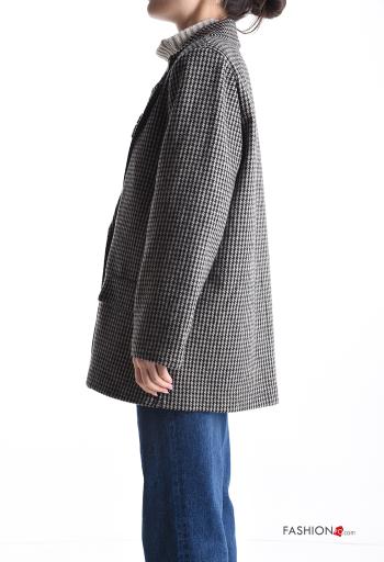 Houndstooth Wool Mix Jacket with buttons with lining with pockets - ph 3