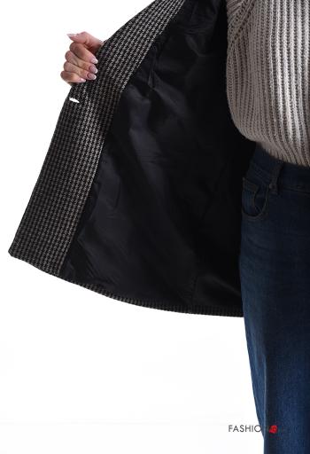 Houndstooth Wool Mix Jacket with buttons with lining with pockets - ph 6