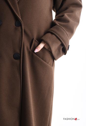 double-breasted long Coat with buttons with lining with pockets - ph 4