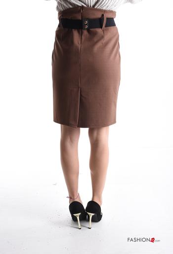 Jupe Longuette à genoux avec fermeture éclair avec fonte avec ceinture - ph 2