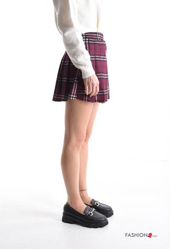 Minigonna in Cotone plissé Fantasia tartan con elastico - ph 3