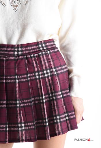 Minigonna in Cotone plissé Fantasia tartan con elastico - ph 4