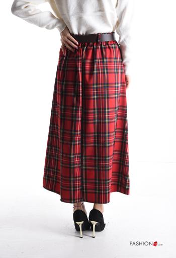 Gonna lungo Fantasia tartan con cintura con tasche - ph 2