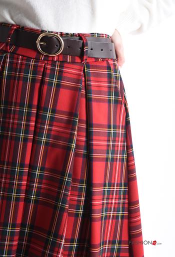 Gonna lungo Fantasia tartan con cintura con tasche - ph 4