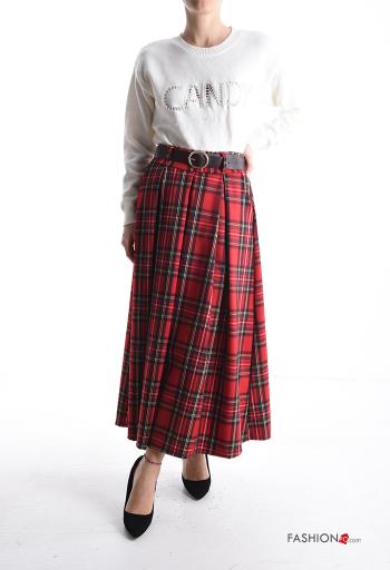 Gonna lungo Fantasia tartan con cintura con tasche - ph 5