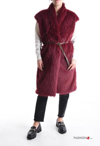 faux fur Gilet with belt with lining
